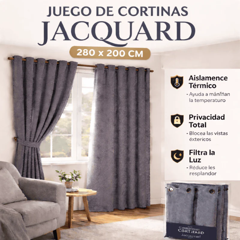 Juego de Cortinas Jacquard 280cm de ancho * 200cm de alto (2 Paneles de 140x200cm)