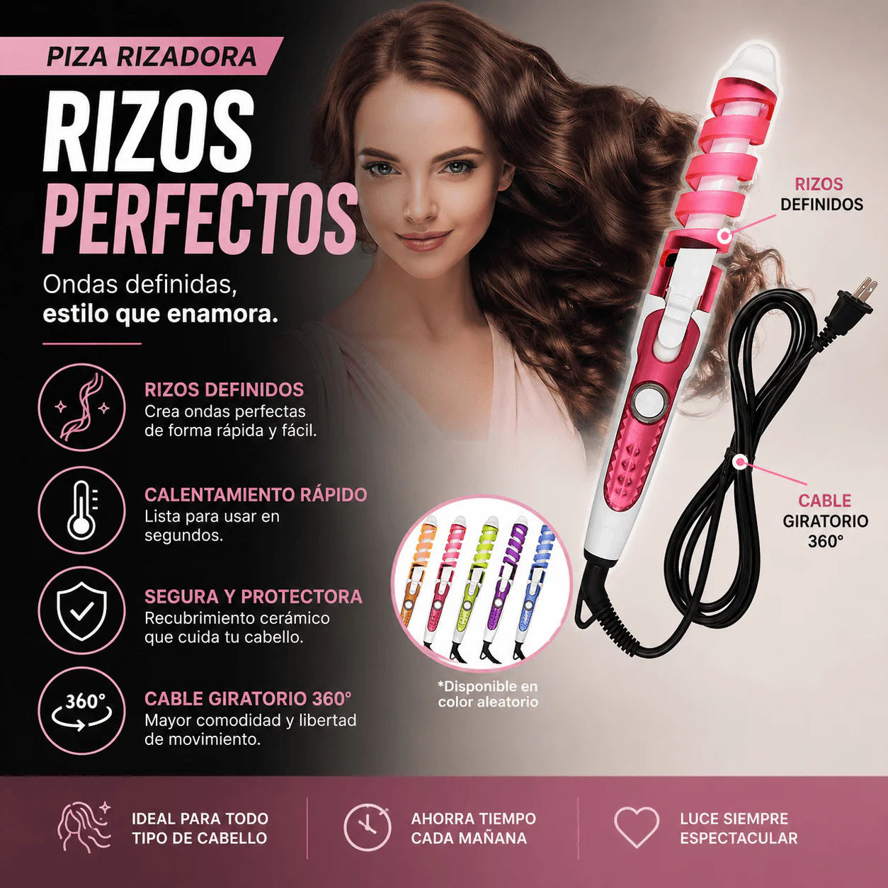 Pinza Rizadora De Pelo En Espiral - VelvetCurler